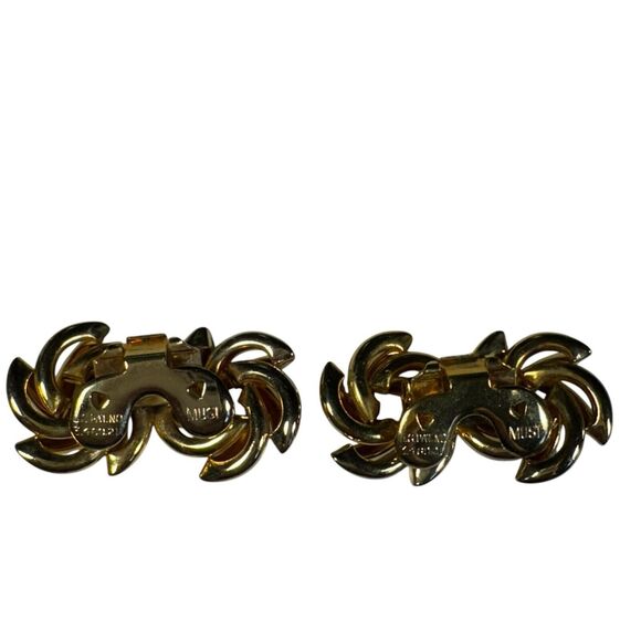 Musi Signed Gold tone Double Star Swirl Dress Clip Set Of Two Flat Back Pretty - Picture 3 of 9